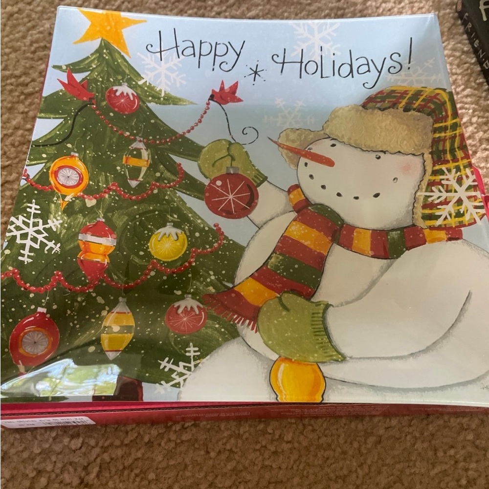 Pfaltzgraff Festive Snowman Plate - Red, Green, Yellow